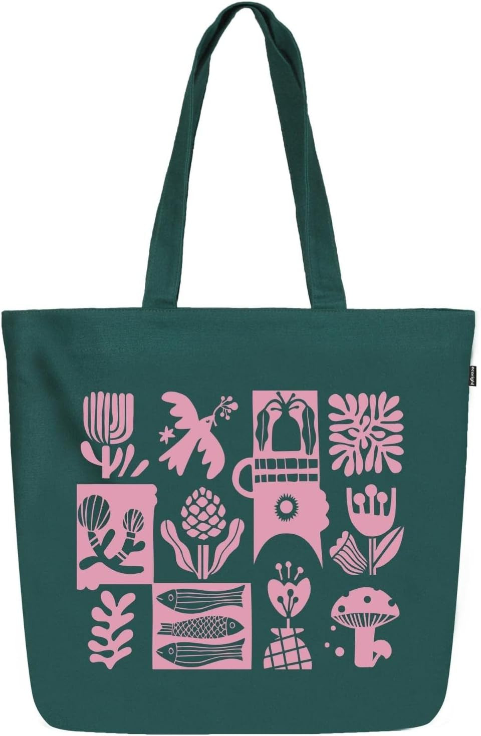 Ecoright Aesthetic Canvas Tote Bag for Women Large Zipper Tote Bags with Pocket, Womens Tote Bag for Yoga, Work, Beach