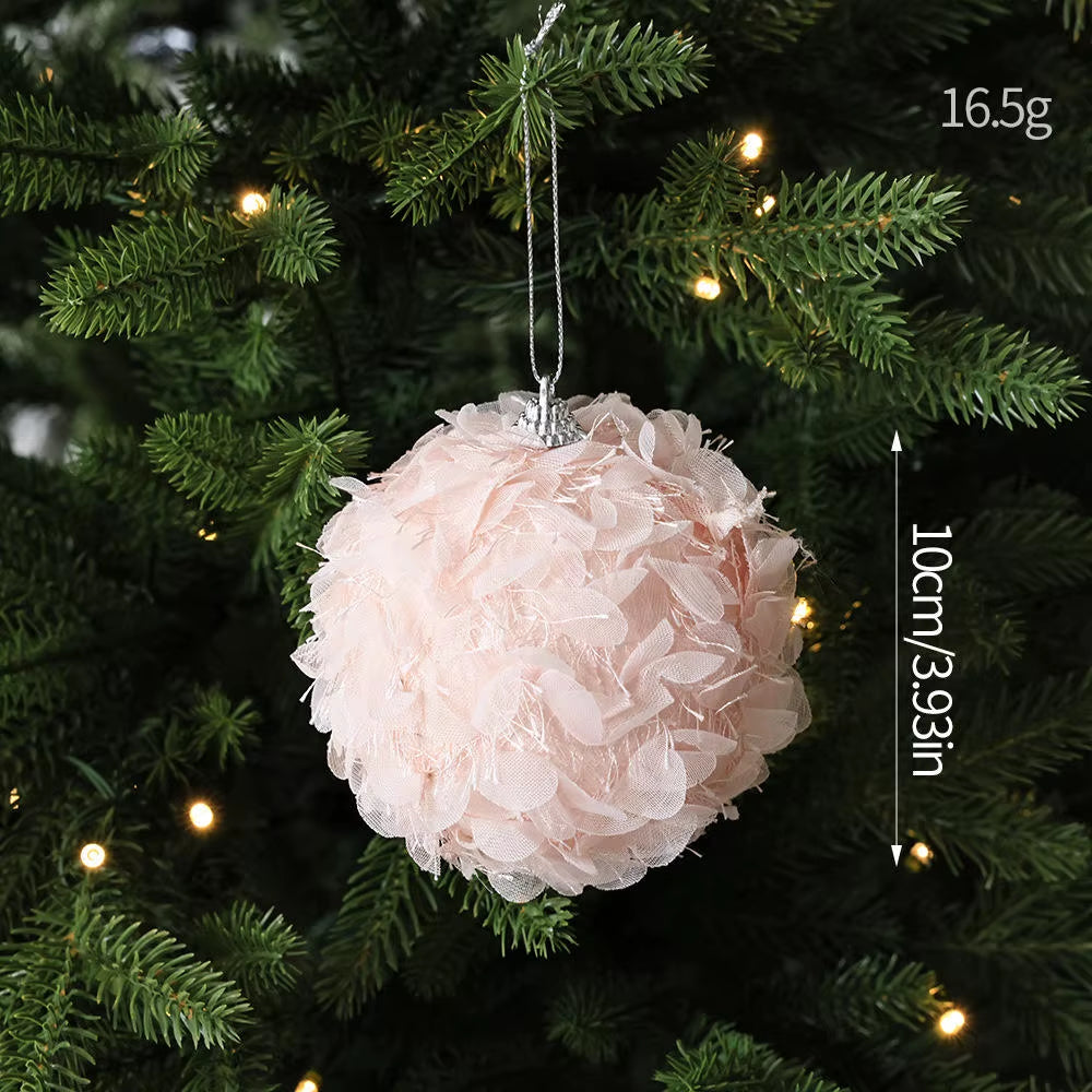 Christmas Tree Ornaments Pink Foam Ball Bow Tree Top Star Xmas Tree Hangings Pendant Party Decorations Supplies 2025 New Year