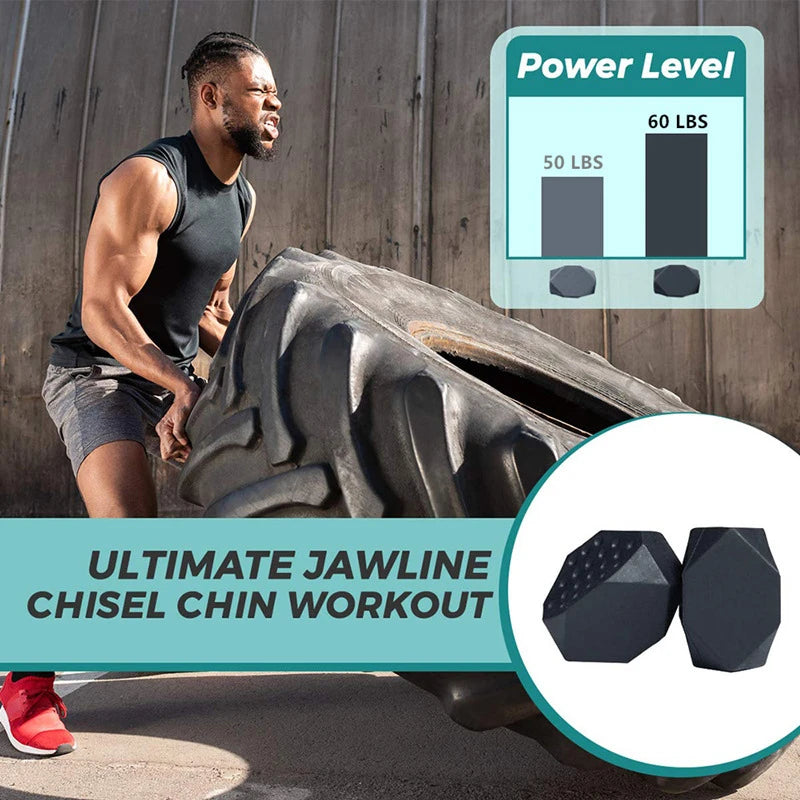 2Pcs 50/60Lbs Jaw Exerciser Redefine Jawline Trainer Double Chin Jawliner Facial Chew Bite Muscle Anti-Stress Face Fitness Ball