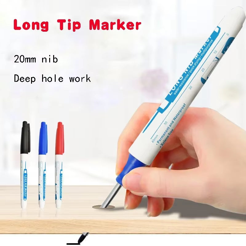 10Pcs/Set Multi-Purpose 20Mm Deep Hole Long Nib Head Marker for Metal Perforating Pen Waterproof Bathroom Woodworking Decor Tool