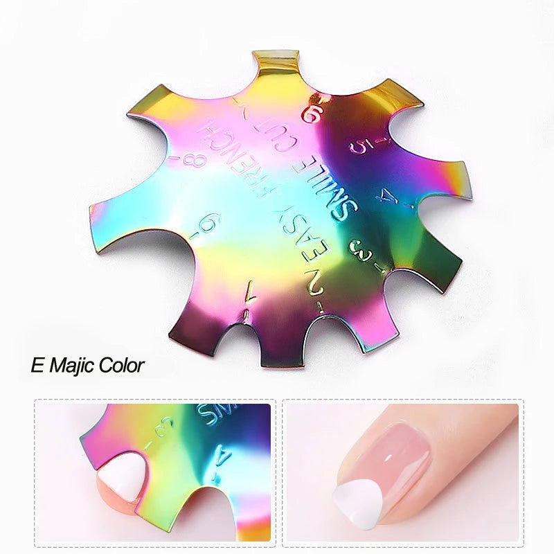 Pro 12 Style Easy French Smile Cut V Line Edge Trimmer Nail Cutter Almond Design Nail Stencil Styling Mold French Manicure Tools