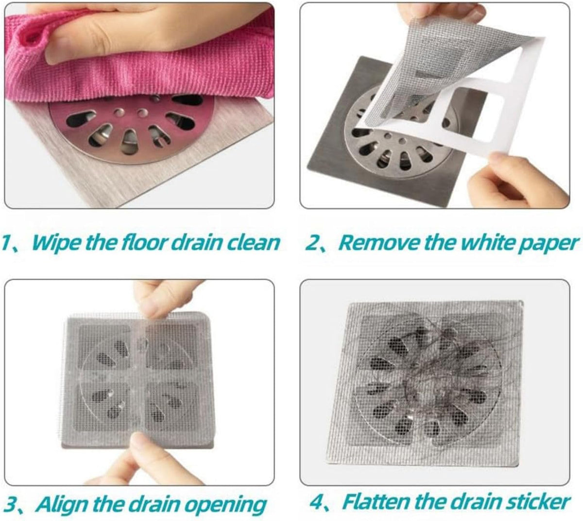 2025 New Disposable Shower Drain Hair Catcher, Shower Drain Cover Mesh Stickers Floor Drain Sewer Hair Filter Screen Blocking Strainer for Bathroom Laundry Bathtub Kitchen (10PCS)