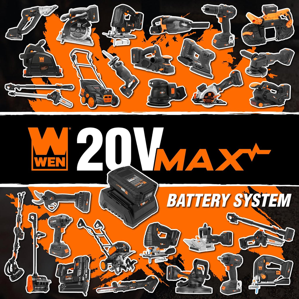 WEN Cordless Detail File Sander, Variable Speed with 20V Max 2.0 Ah Lithium-Ion Battery and Charger (20437)