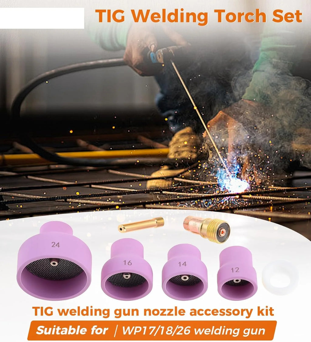 Ceramic Welding Cup Set #12#14#16#24 Tig Welding Cups Alumina Torch Gas Lens Kit Industrial Supplies WP‑17/18/26 1.6