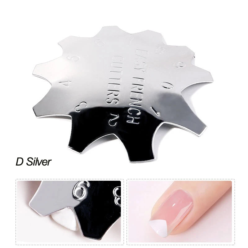 Pro 12 Style Easy French Smile Cut V Line Edge Trimmer Nail Cutter Almond Design Nail Stencil Styling Mold French Manicure Tools