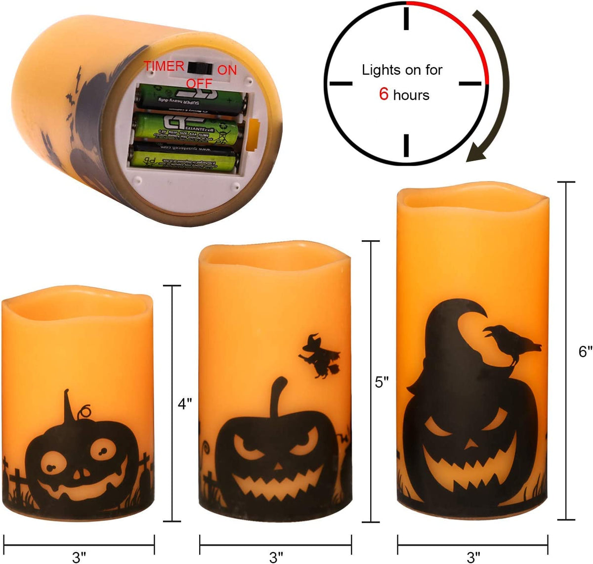 Eldnacele Pumpkin Halloween Flameless Candles Battery Operated with Timer