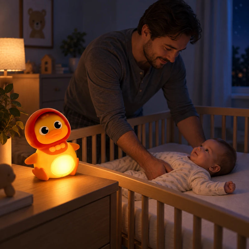 Baby Crawling Toys Musical Duck Walking Toys Early Learning Interactive Crawling Toy Night Light Toy for Boy Girl Birthday Gift