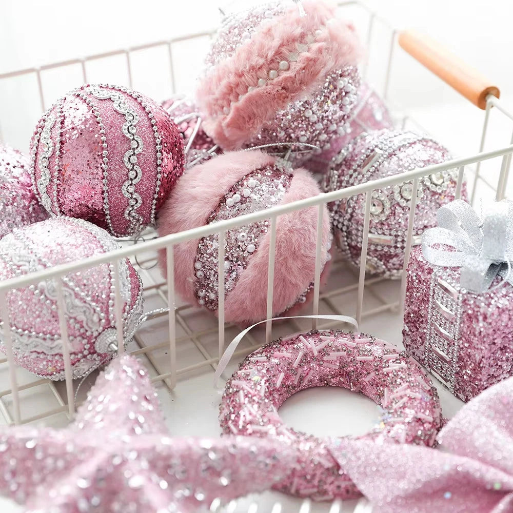 Christmas Tree Ornaments Pink Foam Ball