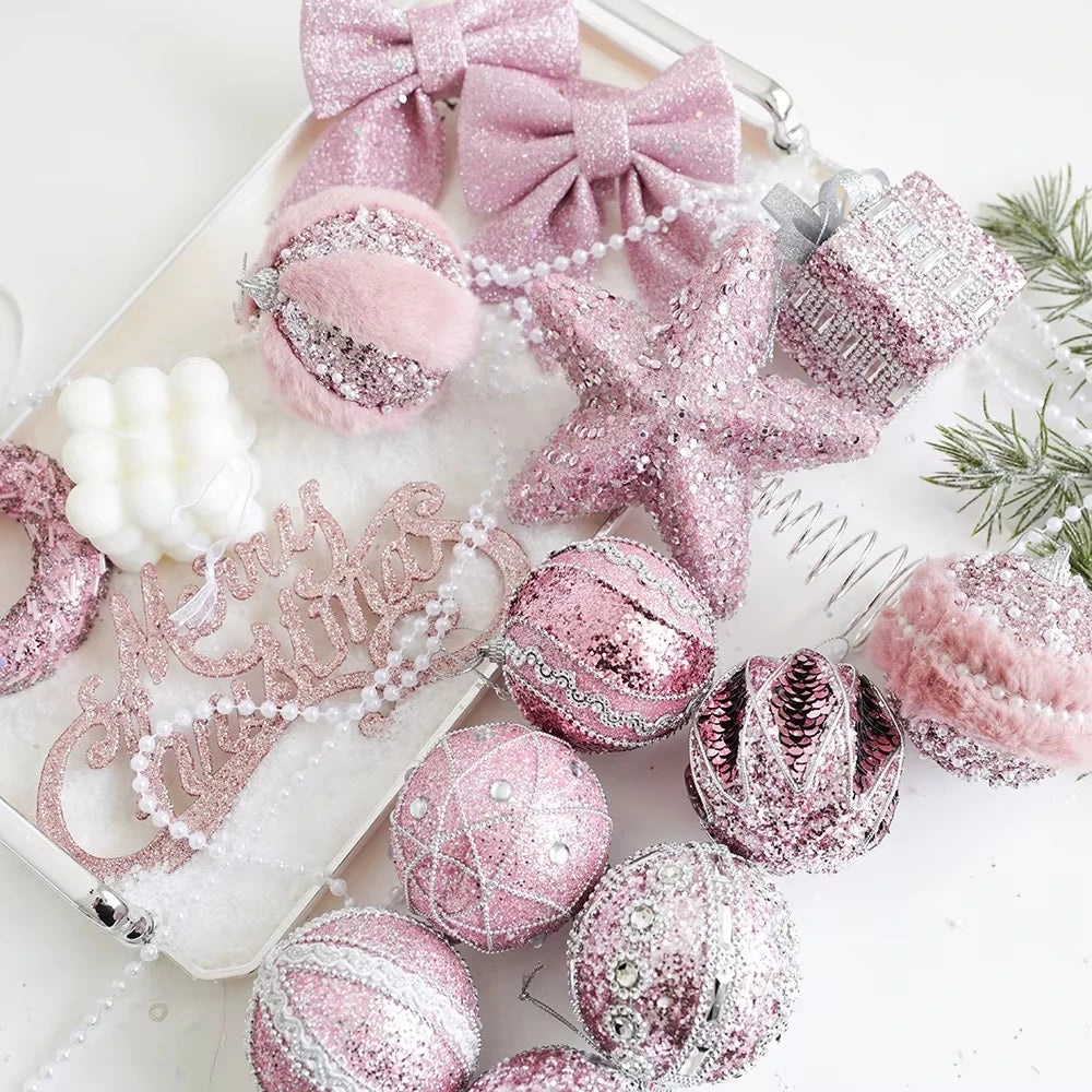 Christmas Tree Ornaments Pink Foam Ball