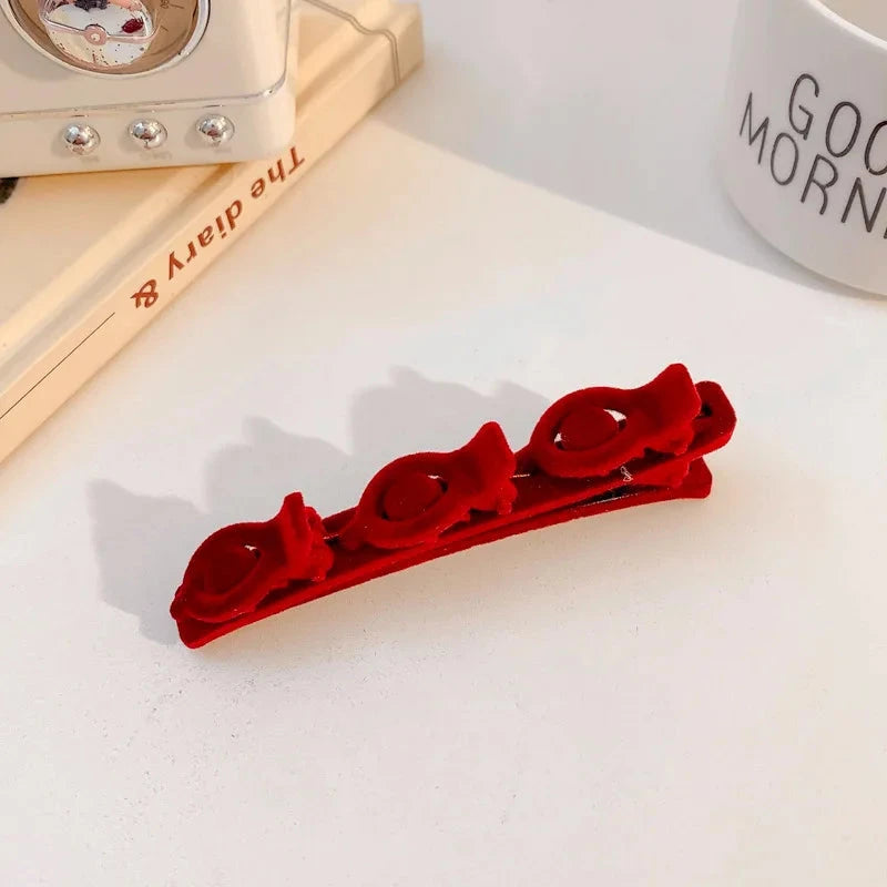 Flocked Bangs Hair Clasps for Women