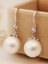 1 Pair Women'S Elegant Inlay Faux Pearl Drop Earrings,Classic Inlay Earrings for Weddings Banquets Party Vacations Daily Casual.