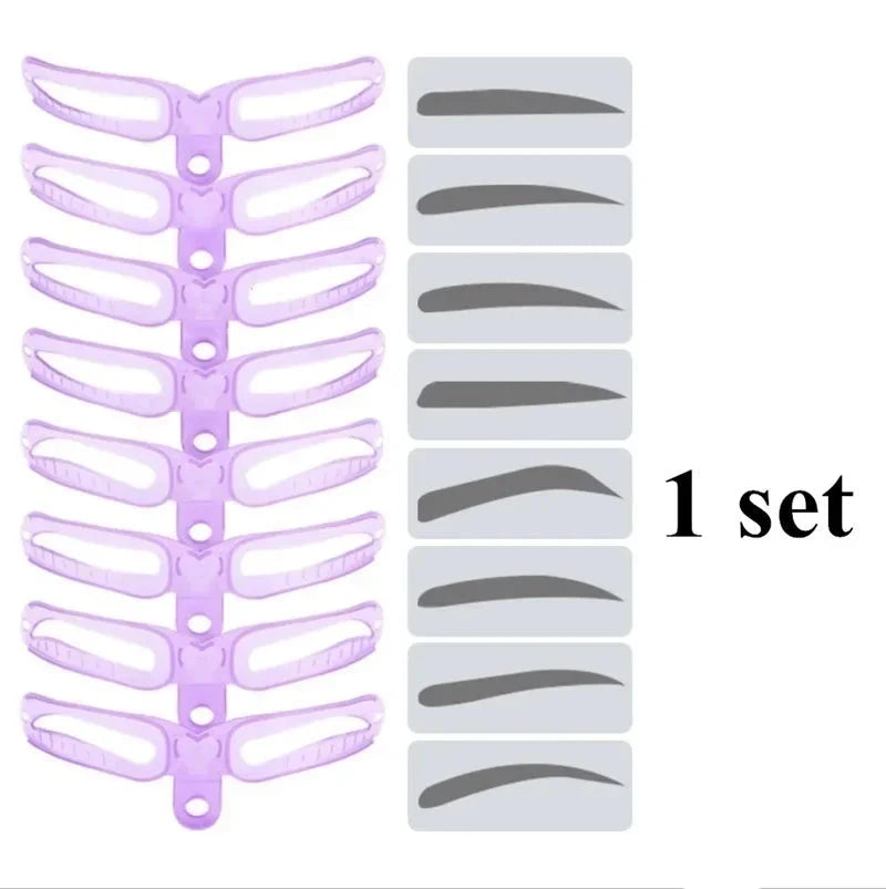8 in 1 Reusable Eyebrows Shape Set Eye Brow Makeup Tools and Accessories Eyebrow Stencil Beauty Makeup Brow Stamp Template