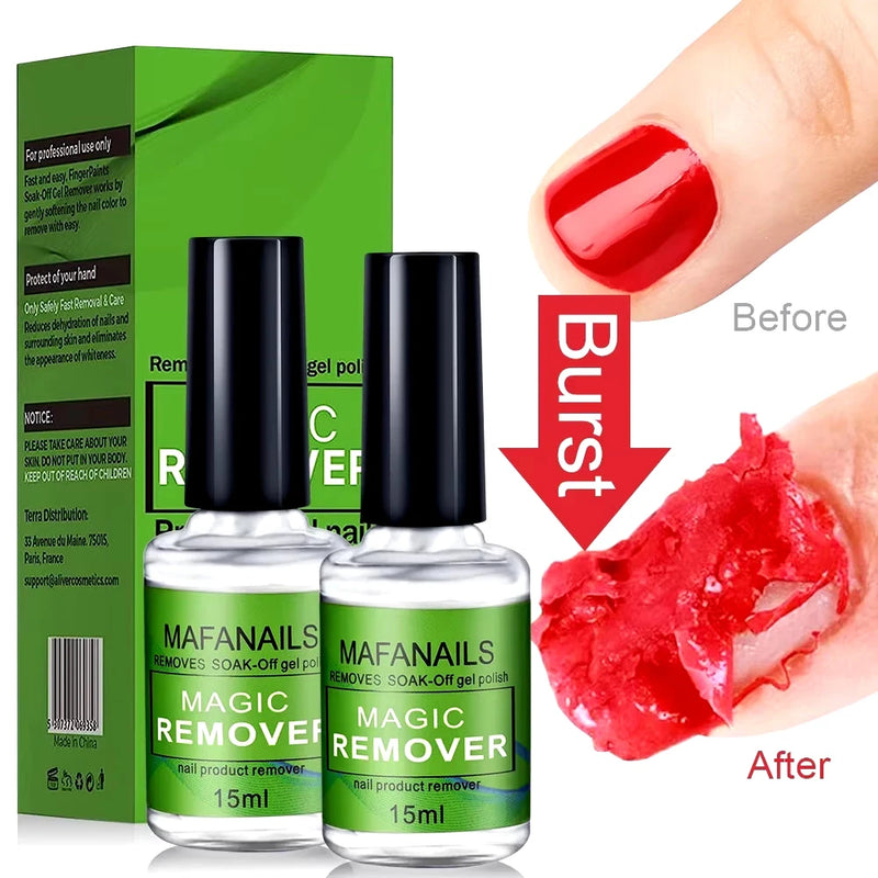 MAFANAILS 15Ml Magic Remover Nail Gel Polish Remover UV Gel Polish Fast Remove Semi Permanent Varnish Polish Cancel Glue 15&Ml