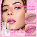 QIBEST 1Pc Temperature Color Change Lip Oil Lipgloss Moisturizing Lasting Pink Clear Lip Glaze Pearlescent Lipgloss Makeup New