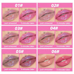 QIBEST 1Pc Temperature Color Change Lip Oil Lipgloss Moisturizing Lasting Pink Clear Lip Glaze Pearlescent Lipgloss Makeup New