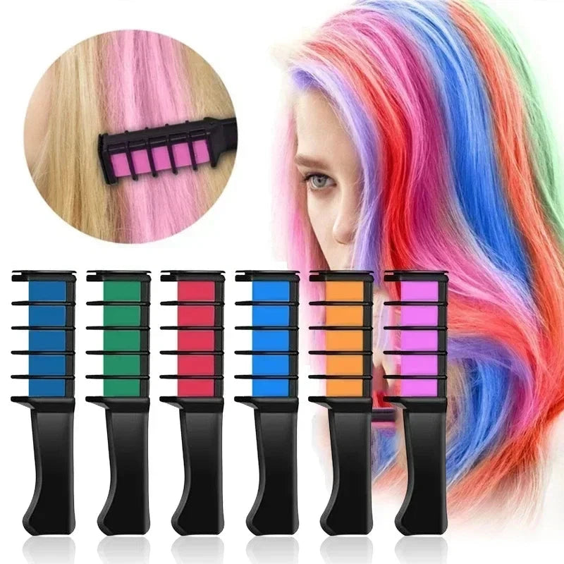 6/1Pcs Hair Color Chalk Temporary Hairs Dye to Cover Gray Hair Girl Coloring Comb Disposable Hair Mascara Women Coloring Brush