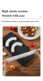 100PCS Disposable Food Cover Plastic Wrap Kithchen Refrigerator Fruit Food Stretch Protection Flim Dustproof Bowls Cups Caps Bag