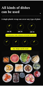 100PCS Disposable Food Cover Plastic Wrap Kithchen Refrigerator Fruit Food Stretch Protection Flim Dustproof Bowls Cups Caps Bag
