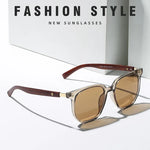 KLASSNUM Vintage Square Frame Sunglasses for Women Men 2026 Trendy Retro Wood Grain Plastic Frame UV 400 Protection Eyepeice
