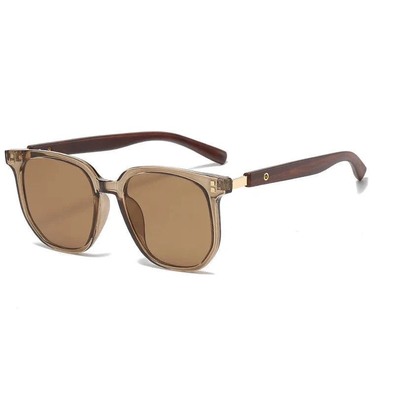KLASSNUM Vintage Square Frame Sunglasses for Women Men 2026 Trendy Retro Wood Grain Plastic Frame UV 400 Protection Eyepeice