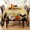 Halloween Pumpkins Bats Skulls Tablecloths Halloween Spooky Black Cat Polyester Kitchen Dining Table Cloth Halloween Decoration