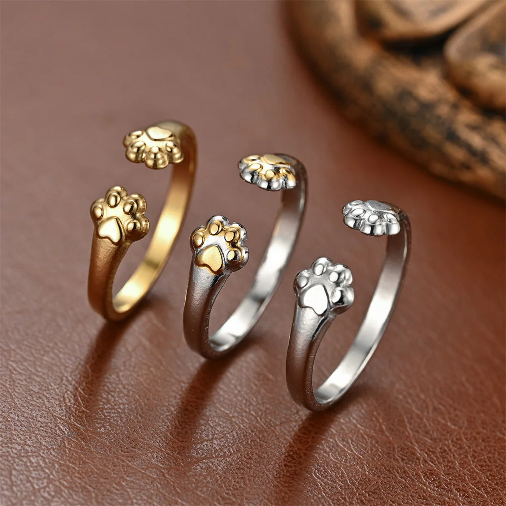 New Hot Selling Fashion Stainless Steel Cat Claw Ring with Adjustable Opening for Women Jewelry Gifts