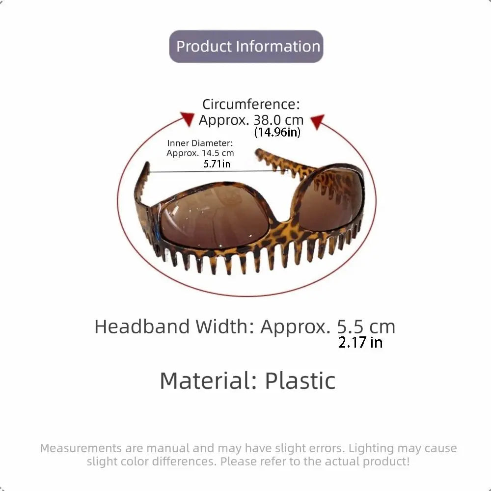 Comb Shaped Sunglasses Headband Sunscreen Leopard Print Glasses Hair Band Sunshade Korean Style Headwear Women Hair Hoop Women