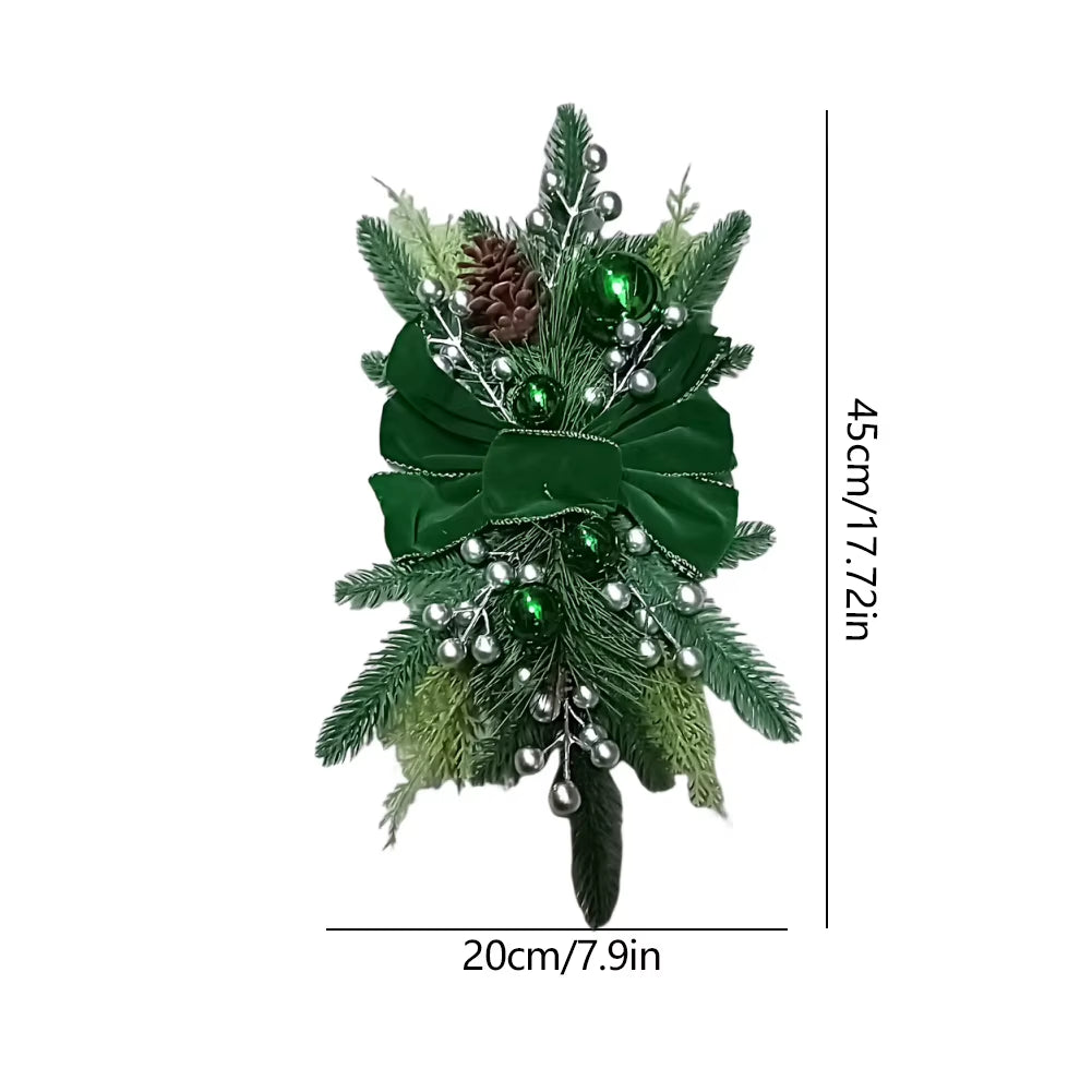 Christmas Wreath Pendants Without/With Light Atmosphere Decorative Stair Garland Home Door Window Ornaments Party Supplies Gift