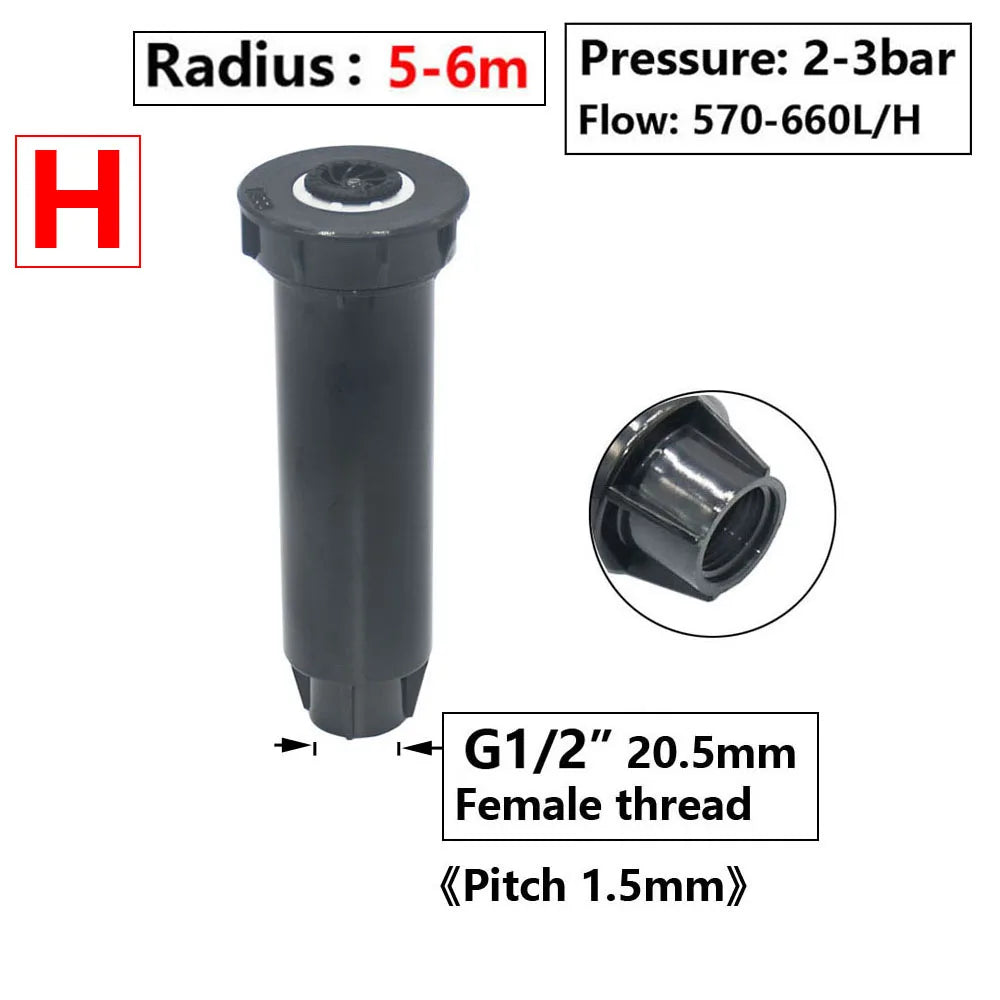 Garden Lawn Popup Sprinkler 90/180/360 Degree Rotation Sprinkler Adjustable Replacement Scattering Nozzles for Irrigation