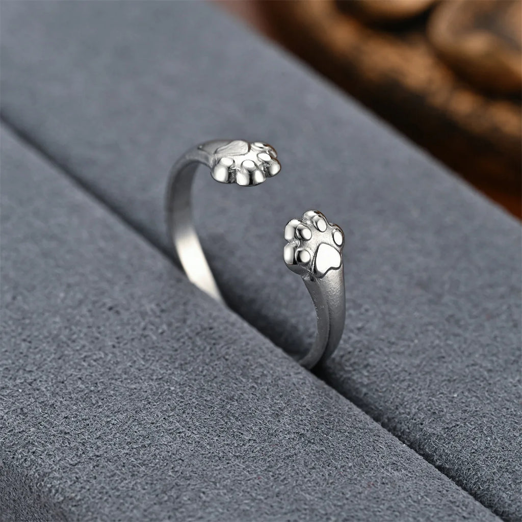 New Hot Selling Fashion Stainless Steel Cat Claw Ring with Adjustable Opening for Women Jewelry Gifts