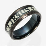 ERLUER Euramerican Rings for Men Women Jesus Cross Stainless Steel Luminou Glow in Dark Fluorescent Band Ring Wholesale Jewelry