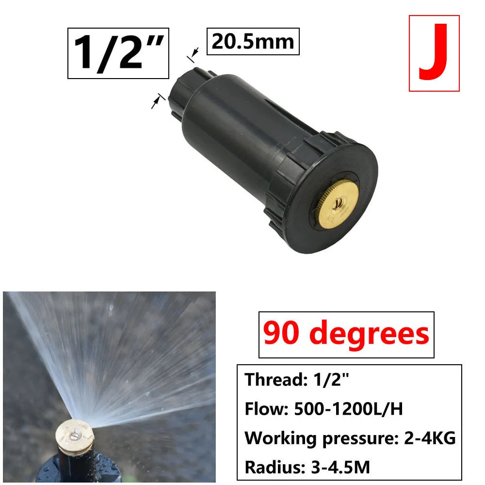 Garden Lawn Popup Sprinkler 90/180/360 Degree Rotation Sprinkler Adjustable Replacement Scattering Nozzles for Irrigation