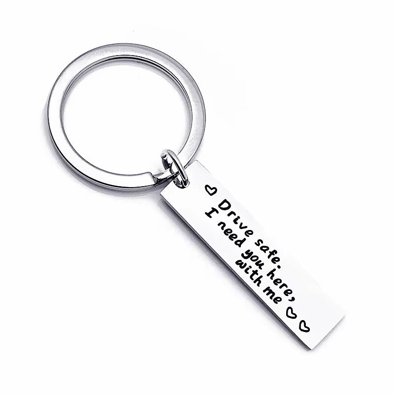 Stainless Steel Drive Safe Hand I Love You Car Motorcycle Wing Metal Fashion Popular Keychain Family Key Ring Popular Small Gift