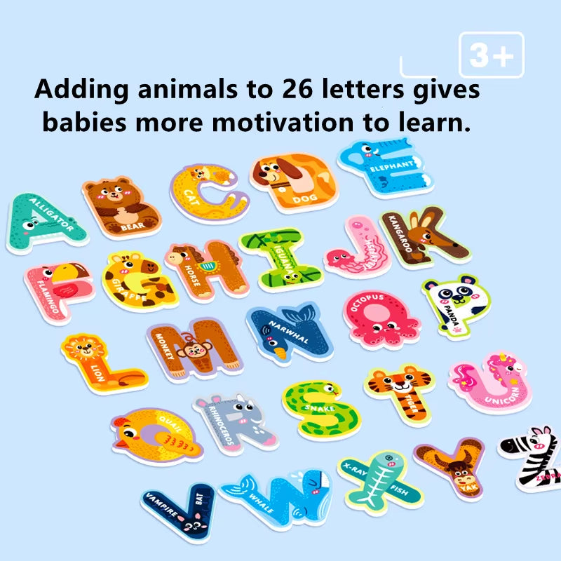 Magnetic Stickers Refrigerator Letters Cognitive Numbers Animal Matching Puzzle Game Baby Early Educational Toys for Children
