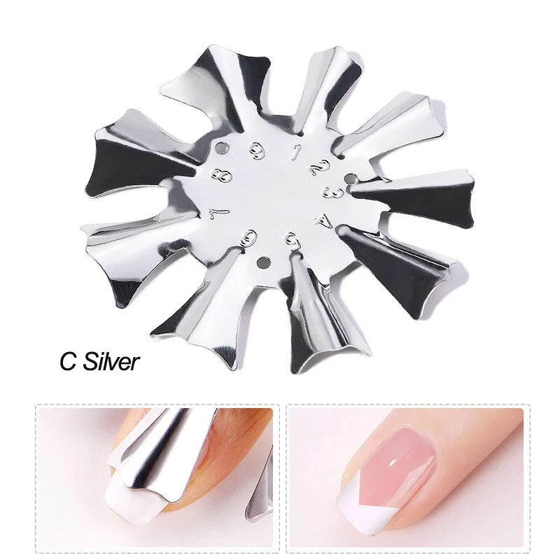 Pro 12 Style Easy French Smile Cut V Line Edge Trimmer Nail Cutter Almond Design Nail Stencil Styling Mold French Manicure Tools