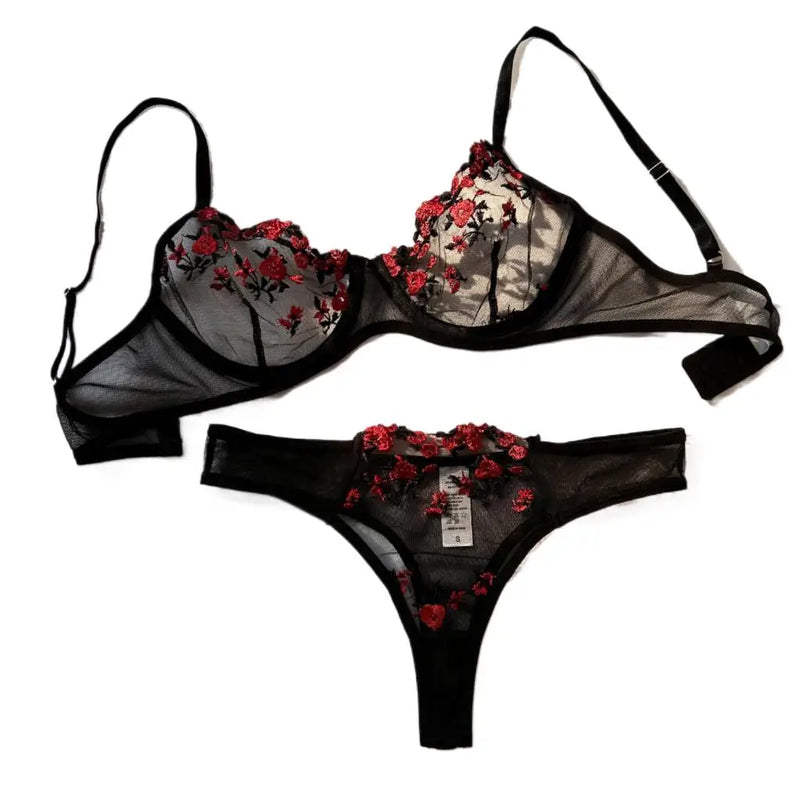 Sexy Set Womens Underwear Exotic Emotional Bra Set Embroidered Print Brassiere Lingerie Set Women'S Set Push up Thin Bralette