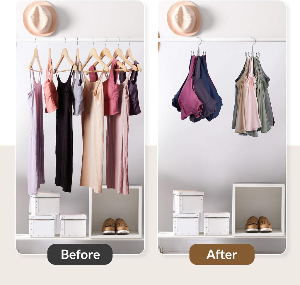 ZEDODIER Tank Top Hanger, Rotating Bra Organizer for Closet, Holds 24 Bras