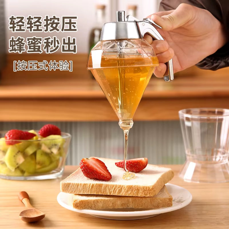 Hot Sale 180ML Diamond Honey Dispenser Syrup Dispenser Jar Container Plastic Storage Pot for Home Cooking Baking No Drip