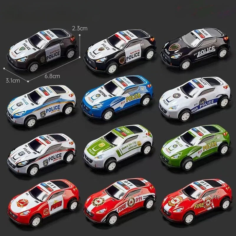10Pcs Mini Alloy Car Model Toy Diecast Iron Sheet Police Cars for Boys Sliding Inertia Vehicle Kids Birthday Christmas Toys Gift