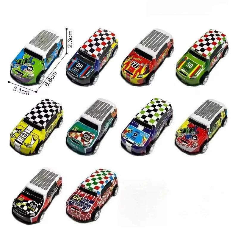 10Pcs Mini Alloy Car Model Toy Diecast Iron Sheet Police Cars for Boys Sliding Inertia Vehicle Kids Birthday Christmas Toys Gift