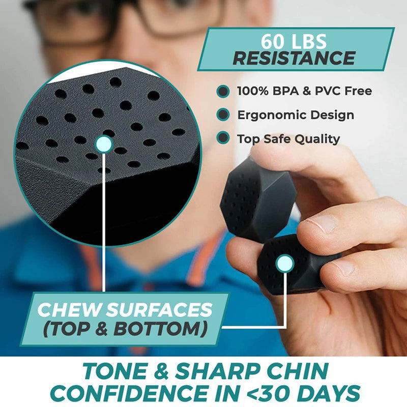2Pcs 50/60Lbs Jaw Exerciser Redefine Jawline Trainer Double Chin Jawliner Facial Chew Bite Muscle Anti-Stress Face Fitness Ball