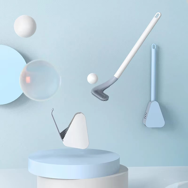 Silicone Golf Shape Toilet Brush with Holder Set Toilet Cleaner Brush Wall Mounted Toilet Brush and Drying Holder for Bathroom