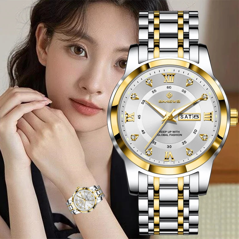 LIGE 2026 New Diamond Watch Women Watches Ladies Creative Steel Women'S Bracelet Watches Female Waterproof Clock Montre Femme
