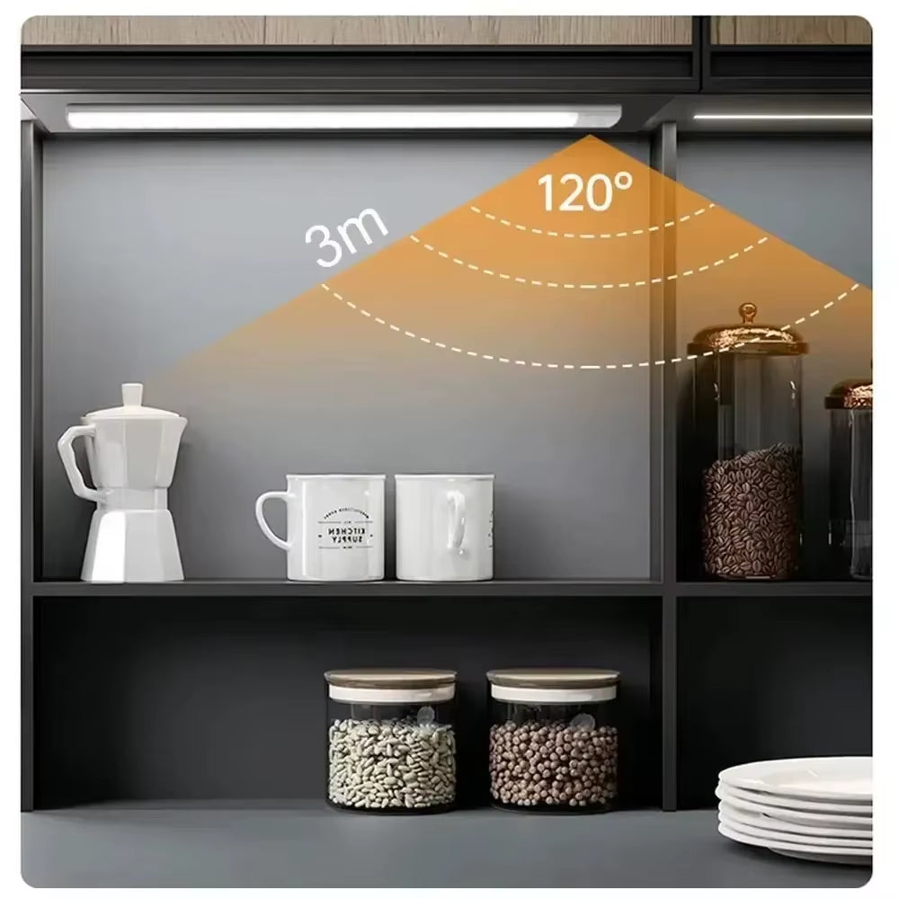 10/20/30/40/50Cm 3 in 1 under Cabinet Lights LED Motion Sensor Light for Cupboard Bedroom Wardrobe Closet Indoor Night Light