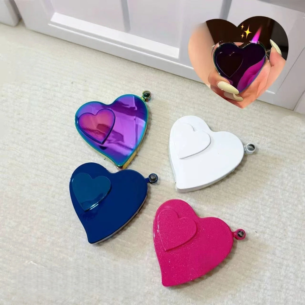 Fashionable Love Gas Electric Dual Use Metal Lighter Outdoor Windproof Tungsten Wire Direct Spray Flame Portable Smoking Gift