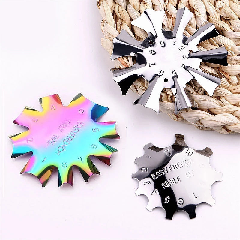Pro 12 Style Easy French Smile Cut V Line Edge Trimmer Nail Cutter Almond Design Nail Stencil Styling Mold French Manicure Tools