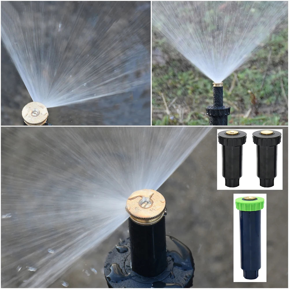 Garden Lawn Popup Sprinkler 90/180/360 Degree Rotation Sprinkler Adjustable Replacement Scattering Nozzles for Irrigation