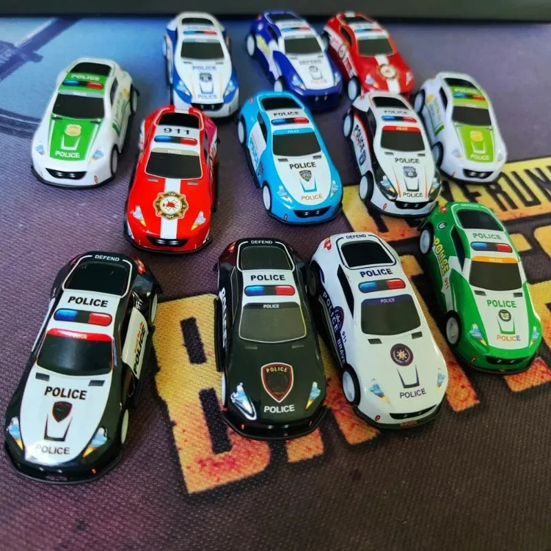 10Pcs Mini Alloy Car Model Toy Diecast Iron Sheet Police Cars for Boys Sliding Inertia Vehicle Kids Birthday Christmas Toys Gift