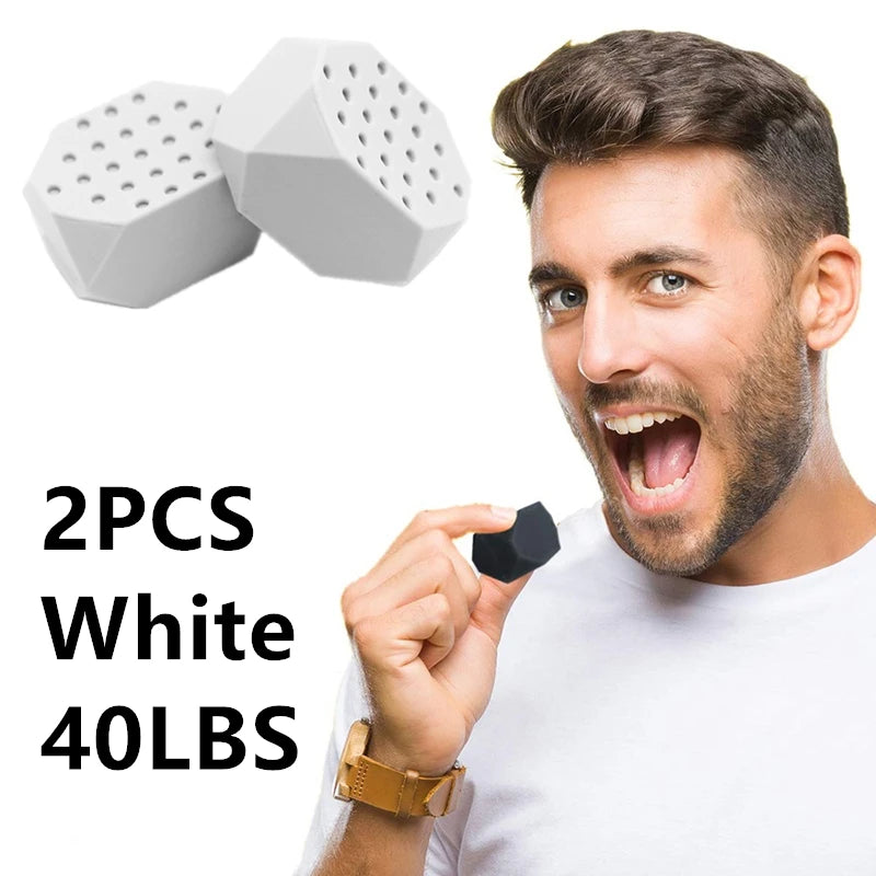 2Pcs 50/60Lbs Jaw Exerciser Redefine Jawline Trainer Double Chin Jawliner Facial Chew Bite Muscle Anti-Stress Face Fitness Ball