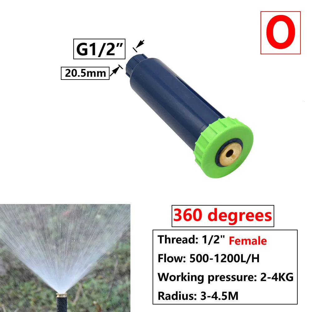 Garden Lawn Popup Sprinkler 90/180/360 Degree Rotation Sprinkler Adjustable Replacement Scattering Nozzles for Irrigation